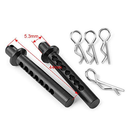 RC-Hub 2pcs Aluminum Front Body Mounts Post with Clips Pins for 1/10 AXIAL SCX10 90046 RC Crawler Cars(Black) - color: Black