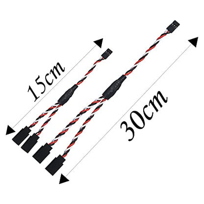6Pack ShareGoo JR Twisted Servo Lead Extension JR 1 Male to 2 Female Y Cables Y Harness Servo Extension Cable Lead for RC Cars Trucks Airplanes Servo Receiver Connection