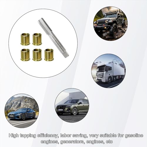 13 PCS Spark Plug Thread Repair Kit, M14×1.25 Inserts and M16×1.25 Tap Spark Plug Rethreading Set, Stainless Steel Thread Repair Tool Kit - color: 13PCS