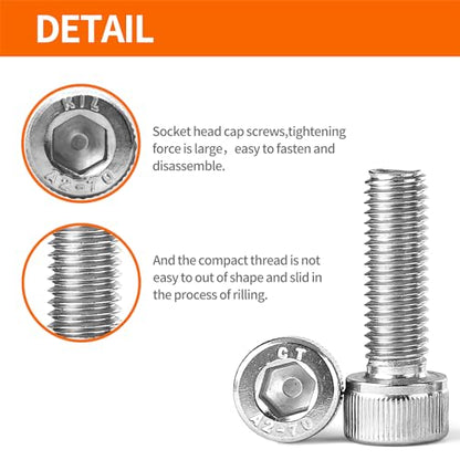 M3 x 8mm 12mm 16mm 20mm 25mm Hex Socket Head Cap Screws Bolts, 304 Stainless Steel, Metric Machine Fully Threaded, Bright Finish, Allen Hex Drive, Assortment Kit 125PCS - size: M3 x 8/12/16/20/25mm (125PCS)