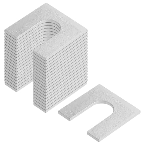 20 Pack 2" x 2" Metal Slotted Horseshoe Shims Washers, 1/8" Thick | for 3/4" Bolts