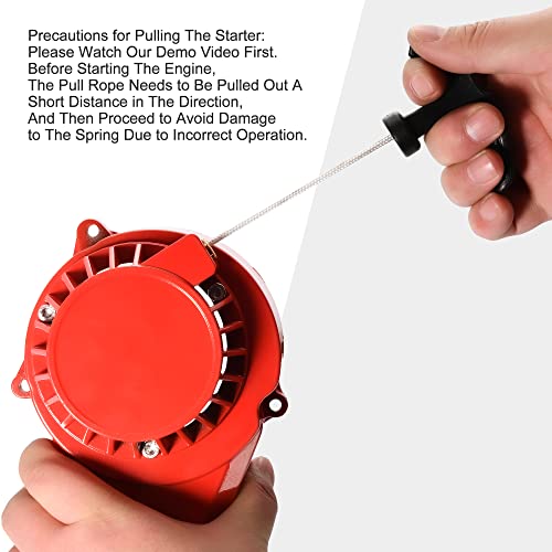 GOOFIT Alloy Pull Start Recoil Starter with Flywheel Replacement for 2 Stroke 47cc 49cc Pocket Coolster SSR SX50 Mini Dirt Bike Moto Quad ATV - color: Red