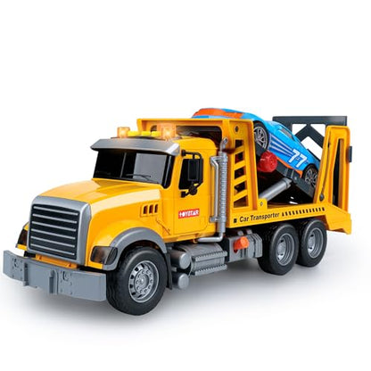 Dwi Dowellin Toy Truck Transport Cars Carrier with Racing Car for Kids Toddlers,Birthday Gifts for Boy Toddler Child 3 4 5 6 Years Old - style: transport truck