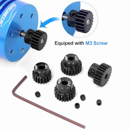 OGRC 48DP 19T 20T 21T 22T 23T Pinion Gear 3.175(1/8-Inch) Pinion Motor Gear | 0.8M, Hardened Steel, Fits for 1/10 RC Brushless Brushed Motor Gears - size: 19T 20T 21T 22T 23T
