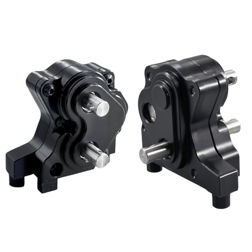 Front Planetary Gearbox Transfer Case Skid Plate Set with Short Drive Shaft for 1/10 RC Crawler SCX10 II Chassis (Black)