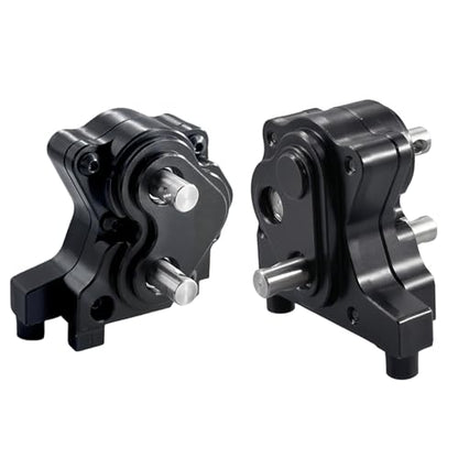 Front Planetary Gearbox Transfer Case Skid Plate Set with Short Drive Shaft for 1/10 RC Crawler SCX10 II Chassis (Black)