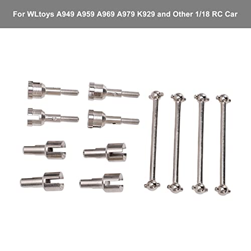 RC Dog Bone Drive Shaft,RC Dogbone Adapter Diff Cup Joint Axle as RC Car Truck Parts Replacement,RC Diff Cup Joint for A949 A959 A969 A979 K929 and Other 1/18 RC Car(Silver)