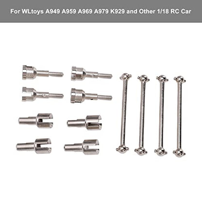 RC Dogbone Axle Diff Cup Joint Set for A949 A959 A969 A979 K929 118 Scale Car Upgrade Aluminum Alloy Drive Shaft Replacement Parts Kit (Silver) - color: Silver