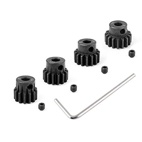 HobbyPark Metal Steel Mod 1 Pinion Gear Set 5mm Shaft Hole 13T 14T 15T 16T Motor Gears Kit for RC Car (4-Pack)