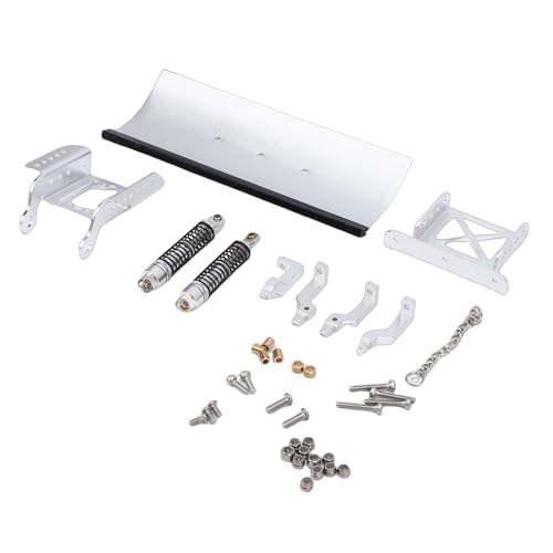 Zunate 1/18 Scale RC Metal Snow Plow Replacement for Crawler, Alloy Front Shovel with Shock Absorption for Winter Scenes & Obstacle Clearing (Silver) - color: Silver