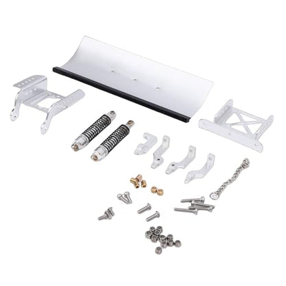 Zunate 1/18 Scale RC Metal Snow Plow Replacement for Crawler, Alloy Front Shovel with Shock Absorption for Winter Scenes & Obstacle Clearing (Silver) - color: Silver
