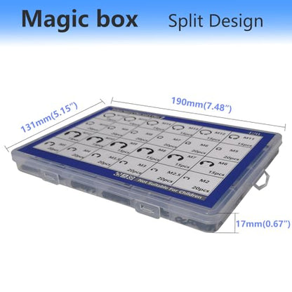 420‑Piece 2.0 mm–12 mm External Retaining Ring & E/C‑Clip Set – Carbon Steel Circlip Assortment Kit