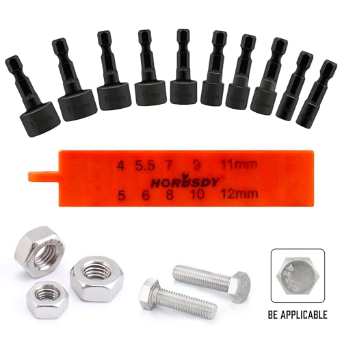 HORUSDY 22-Piece Power Nut Driver Set for Impact Drill, SAE and Metric, 1/4” Nut Driver Hex Keys, Hex Head Drill Bit Set - style: 22-Piece Power Nut Driver Set