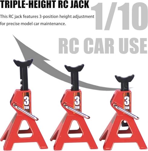 2-Pack Adjustable Metal RC Jack Stands, 3 Ton Repairing Tool Height 60.5-91mm Support Stands for 1/8 1/10 1/12 Scale TRX-4 Axial SCX10 Wraith Tamiya CC01 RC4WD D90 RC Car Repair Display - size: Small 2Pcs