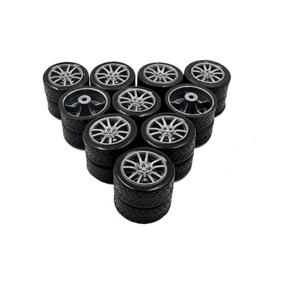 20PCS Small Toy Car Wheel 16mm Model Car Mini Rubber Tire Wheels with 10PCS Shaft Round Rod Axles for DIY Model Toy RC Car Truck Robot Building Accessories (Silver 2x16mm) - style: Silver 2x16mm