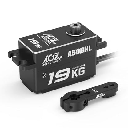 AGFRC 19KG 0.073Sec Low-Profile Servo for 1/10 RC Drift Car (A50BHL) | Brushless Motor, Full Metal Gear, 8.4V HV, 25T Metal Horn, Programmable, High Speed Servo for Crawler/Touring Car
