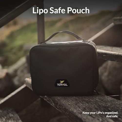 – LIPO SAFE BAG, Compact LiPo Battery Bag Fireproof, Stores up to 15 LiPo Batteries, Compatible Quad PITSTOP Backpacks, Battery Storage Organizer, 11 × 26 × 20 cm, Black
