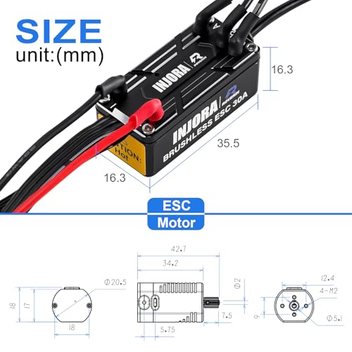 INJORA Roverin M30 G2 FOC Sensored Brushless ESC & Motor for TRX4M Ascent18