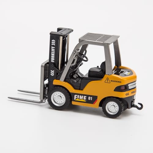 1:64 Mini Alloy RC Forklift, 2 Mode Forklift Truck with Sound and Lights Flatbed Truck & Forks, Pallet & Hook, USB Rechargeable, for Adult & Collectors