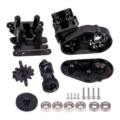Ultralight Aluminum Transmission Skid Plate Kit,Gearbox with Metal Gears Set for 1/30 Axial SCX30 Upgrade Parts (Black) - color: Black