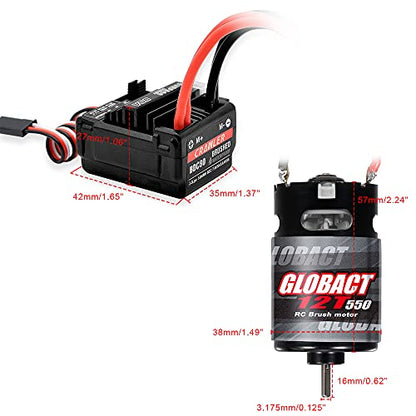 GLOBACT 550 12T Brushed Motor & 80A ESC Combo for 1/10 RC Truck Car-XT60 | BEC 5A 7.4V/6.4V - size: XT60 Plug