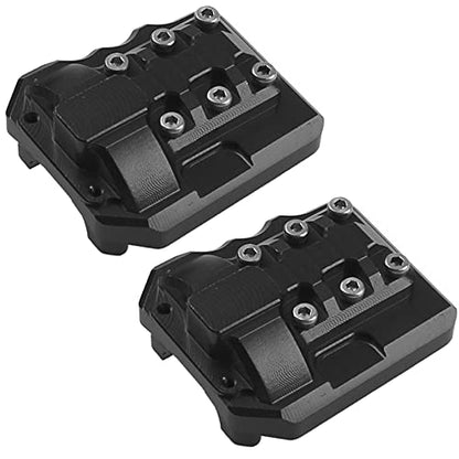 2Pcs ShareGoo Aluminum Alloy Front Rear Axle Differential Cover 15g Diff Cover Case Compatible with Traxxas TRX-4 1/10 RC Crawler Car (Black) - color: Black