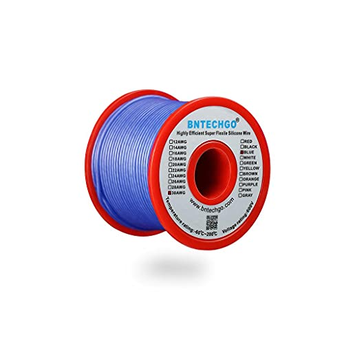 BNTECHGO 30 Gauge Silicone Wire Spool 50 ft Blue Flexible 30 AWG Stranded Tinned Copper Wire | Flexible 30 AWG Stranded Wire Silicone Rubber Insulation For RC Models, Drone, Robot, LED Lighting Systems, 3D Printer, DIY - size: 30 gauge silicone wire 50ft,