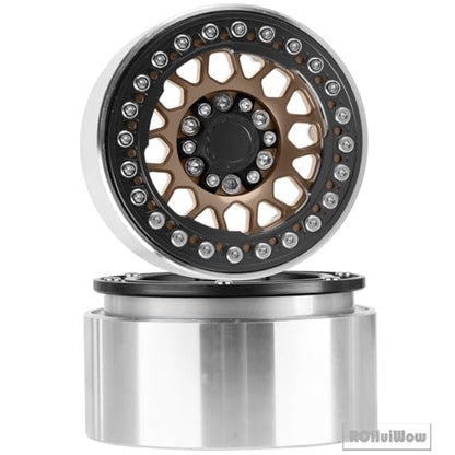 RC 1.9" Beadlock Wheels Rims for 1/10 SCX10 90046 AX103007 TRX4 TRX6 D90 VS4-10 MST CFX Gen8 Gen7 RC Crawler,Alloy Aluminium 1.9 rc Wheel Rim w/Rings,Brown w/Black - color: Brown(4pcs)