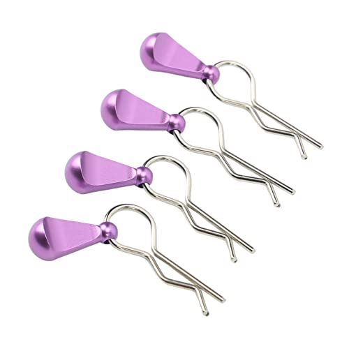 4Pcs Metal RC Car Body Clips with Pull Tabs for 1/8 1/10 Remote Control Car Upgrade Parts (Purple) - color: Purple