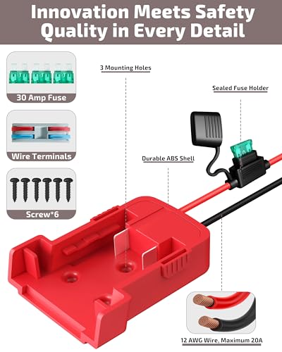 2-Pack 18V for Milwaukee M18 Battery Adapter for Power Wheels Battery Upgrade Conversion Kit with Wire Connectors Fuses 12AWG Wire Power Tool Drill Battery Converter Adapter for Kids Car, RC, DIY, Etc - size: 2-Pack