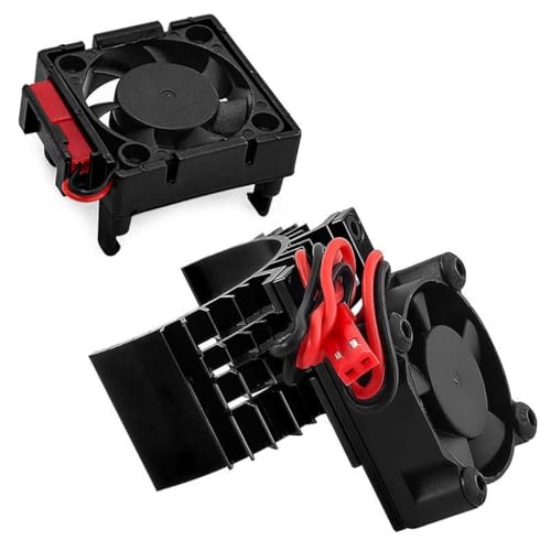 Aluminum Heatsink Plastic RC Motor ESC Cooling Fan Set 6-8.4V High RPM for TRAXXAS VXL-3S Slash/Rally/Bandit/Stampede 2WD 4WD RC Car (Black) - color: Black