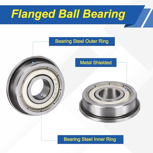 uxcell 5Pcs F609ZZ Flanged Ball Bearings, 9 x 24 x 7mm Double Shielded Chrome Steel Deep Groove Bearing, ABEC5 - size: F609ZZ 9 x 24 x 7mm