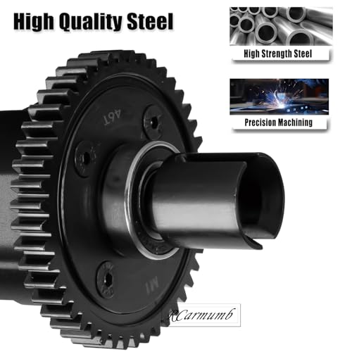 46T Center Differential Assembly #9585 Upgrades Part for Sledge 1/8,Heavy Duty Medium Carbon Steel & Aluminum Alloy RCarmumb RC Truck Replacement Upgrade,Black - color: Black(1set)