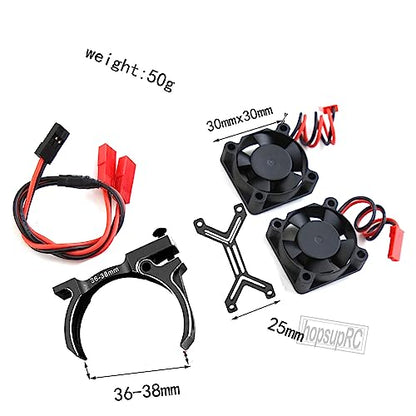 3660 540 550 Motor Cooling Fan with 36-38mm Adjustable Mount Upgrades Part for 1/10 Slash SCX10 TRX4,Aluminum High Speed Cooling Dual Fans 20000 RPM Heatsink Hops Up,Black - color: Black/36-38mm