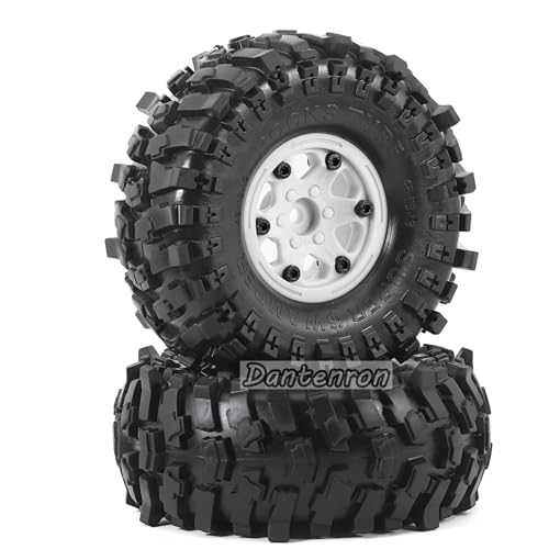 1.9 Rock Crawler Mud Tires and Plastic Wheels Rims OD 118mm 1/10 rc Rubber Grappler hubs Tyres with Foam for 1:10 Crawler Car Tamiya CC01 Traxxas TRX4 Axial SCX10 II RC4WD Gen8 4PCS (White) - color: White