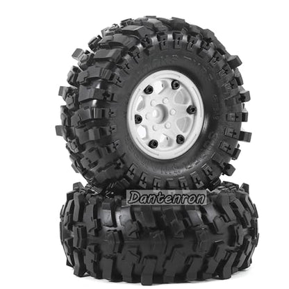 1.9 Rock Crawler Mud Tires and Plastic Wheels Rims OD 118mm 1/10 rc Rubber Grappler hubs Tyres with Foam for 1:10 Crawler Car Tamiya CC01 Traxxas TRX4 Axial SCX10 II RC4WD Gen8 4PCS (White) - color: White