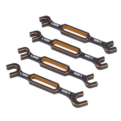 Drfeify 4PCS RC Car Wrench Repair Tool, 3.0/3.2/3.5/3.7/4.0/5.0/5.5/6.0mm RC Turnbuckle Nut Ball Joint Remover Universal Upgrade Parts (Gold) - color: Gold