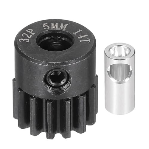 MECCANIXITY Steel 32P Gear Set with Gear Adapter 14T 5mm Shaft Motor Gears for RC Vehicles Truck Drift Car Part, Black - size: 14T