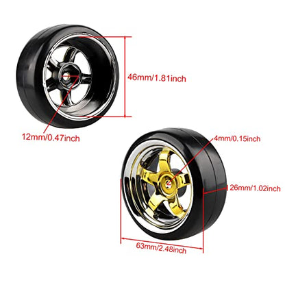 Plating 5-Spoke 12mm Hub Wheel Rims with Hard Plastic Tires for RC 1:10 Drift Car Gold - color: Gold