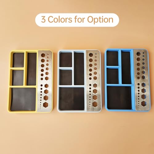Garosa Magnetic Parts Tray, Durable Screw Organizer and Socket Holder for RC Repair Stainless Steel Impact Plastic Yellow 17.6 x 12.2 x 1.7cm 1 Pack - color: #81y