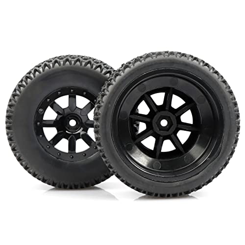Aimrock 1/10 Glued 12mm Hex Short Course SC Trucks Wheels and Tires Combo, OD 4.3'' for Slash 2WD 4WD Blackout Losi Tenacity Off-Road Car, Set of 4