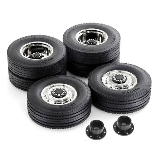 RC Repairs Models For Tamiya For Scania For Volvo For Actros For Man 1/14 Wheel Drive/Bearing Hub Rim Double Wheels Set RC Trailer Tractor Truck Car(2 Front and 2 Rear) - size: 2 Front and 2 Rear