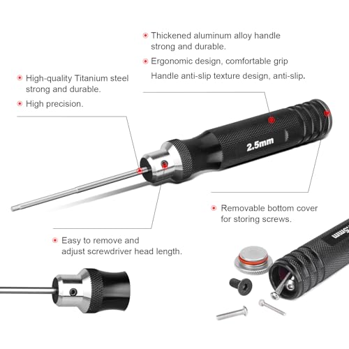 HobbyPark Hex Driver Screwdriver Set 1.5mm 2.0mm 2.5mm 3.0mm Extended Thickened Handle for RC Crawler RC Cars Trucks Buggy On Road Touring Drift Tools
