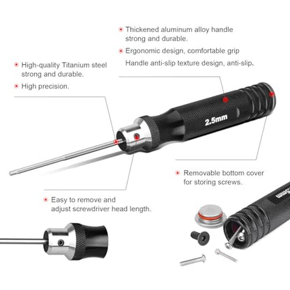 HobbyPark Hex Driver Screwdriver Set 1.5mm 2.0mm 2.5mm 3.0mm Extended Thickened Handle for RC Crawler RC Cars Trucks Buggy On Road Touring Drift Tools