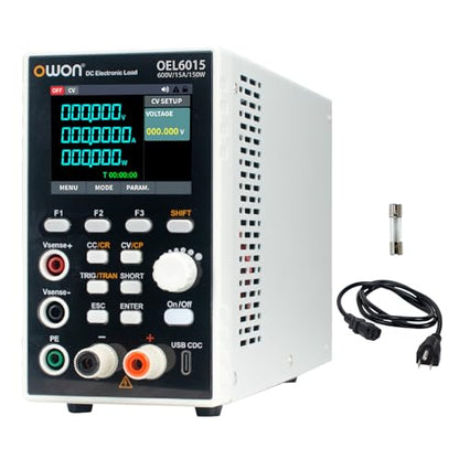 OWON Programmable DC Electronic Load OEL6015, DC 600V 15A Maximum 150W, USB/RS232, CV CC CR CP 4 Operation Modes, 5kHz Dynamic, Lab Bench Power Tester with 2.8” TFT Color LCD Display - size: OWON-OEL6015