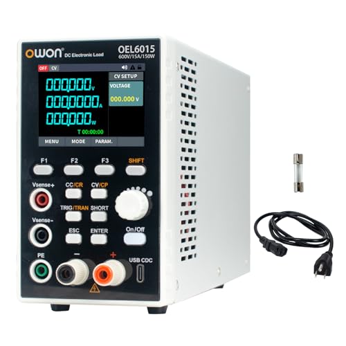 OWON Programmable DC Electronic Load OEL6015, DC 600V 15A Maximum 150W, USB/RS232, CV CC CR CP 4 Operation Modes, 5kHz Dynamic, Lab Bench Power Tester with 2.8” TFT Color LCD Display - size: OWON-OEL6015
