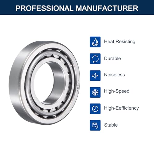 2 Pack 30208 Tapered Roller Bearing Cone and Cup Set | 40mm Bore 80mm OD 20mm Cup Width, Chrome Steel Wheel Bearings, ABEC-3 - size: 30208