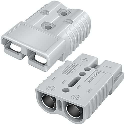 RVBOATPAT 175Amp Battery Quick Connect/Disconnect Connector, 600V 1/0AWG Battery Cable Connector Wire Harness Plug Connector Kit for Car Winch Motor Recovery - 2 Pack - color: Gray 175A