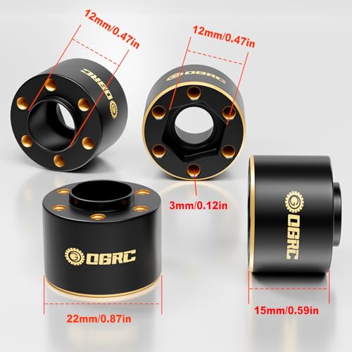 OGRC 1.9 Wheel Adapter Widen 15mm Brass Wheel Weights for 1/10 SCX10 TRX4 | 12mm Hex, 31.5/pc, 126g Total Weights, for Traxxas Axial Redcat RC Crawler Car (15mm)