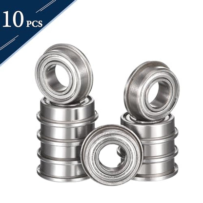 F685ZZ Flanged Ball Bearing, ID 5mm x OD 11mm x Width 5mm Miniature Bearings, Double Metal Shielded Deep Groove Bearings, Pre-Lubricated (GCr15) Chrome Steel 10pcs - size: F685ZZ 5mmx11mmx5mm